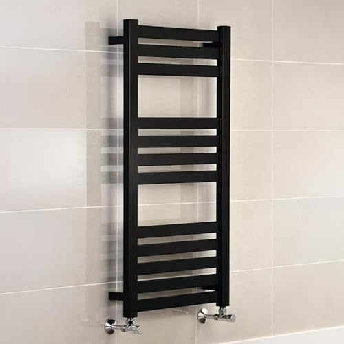 Manissa Greened House VAS Heated Towel Rail Black 600 x 960mm Designer Flat Panel Bathroom Radiator Central Heating