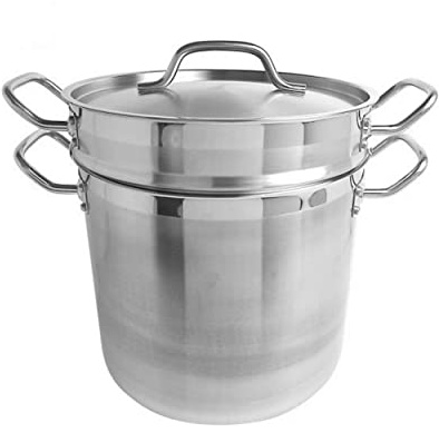 TrueCraftware 12 qt. Stainless Steel Pasta Cooker with Lid and Encapsulated Base - Multipurpose Cookware Pasta Pot Steamer Vegetable Asparagus Cooker Multi Pots Oven Safe & Induction Ready