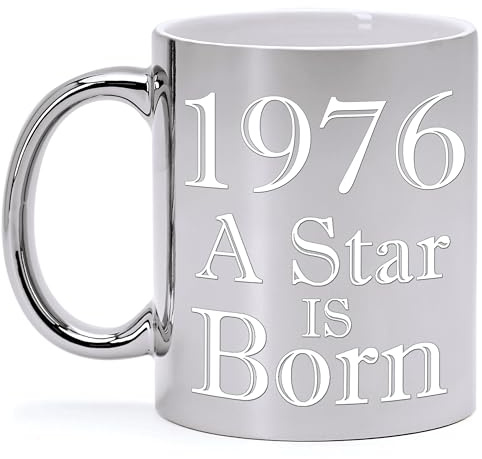Taza de Cerámica Plateada Metalizada para Cumpleaños de 50 años – A STAR IS BORN
