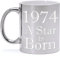 Taza de cerámica metalizada plateada para cumpleaños de 50 años A Star IS BORN