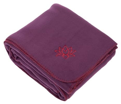 Bodhi Yogadecke ASANA Blanket | Weiche & Warme Kuscheldecke | Meditationsdecke für Shavasana | Tagesdecke aus Fleece mit Lotus-Stickerei | Sofa- & Überwurfdecke | 150 x 200 cm (Dunkel Aubergine)