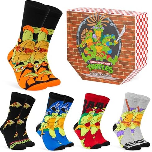 TEENAGE MUTANT NINJA Turtles Lustige Socken für Männer & Teenager 5er Pack - Gr. 40-45, Bunte Baumwollsocken