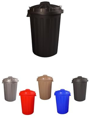 JARDIN202 - Cubo Basura Diseño Moderno de plástico con Tapadera | Cubo resistente almacenaje y reciclar | 100 litros (Negro)
