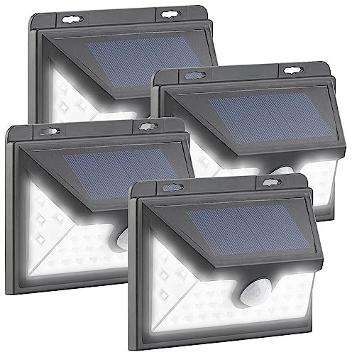Luminea LED-Solar-Leuchte PIR: 4er-Set Solar-LED-Wandleuchten mit Bewegungs-Sensor, 350 lm, 7,2 Watt (Wandbeleuchtungen, Fluter mit Bewegungsmeldern, Dachrinnenleuchten Bewegungsmelder Funktion)