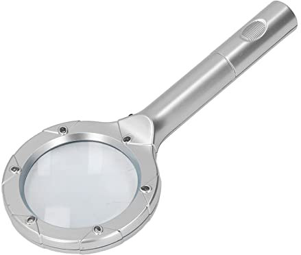 Lupe, 4-fache Handlupe Mit 6 LED-Leuchten, Beleuchtete Lupe, Optische Lupe Zum Lesen Kleiner Schriftarten, Senioren Mit Sehbehinderung, Makuladegeneration, Inspektion