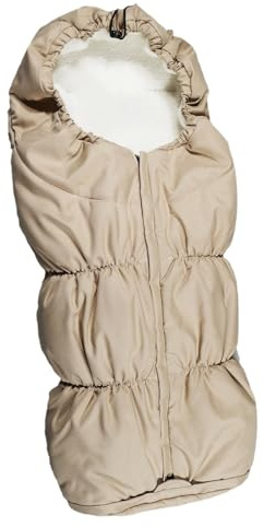 Eichhorn Mumien Fellfußsack für Kinderwagen und Buggys, Teddyfell, mit vorgenähten Gurtschlitzen (Beige)