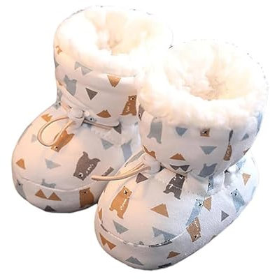 LUNCHS Botas de bebé de Piel cálida, Forro Polar cálido de Invierno para niños con Zapatos con cordón, Zapatos Antideslizantes de Suela Suave y acogedora para bebés (13cm,Style-H)
