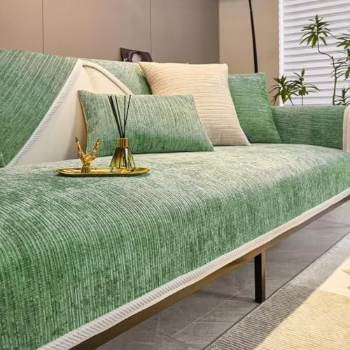 Bettschlange Sofa Überzug, Couch Überzug L Form 1/2/3/4 Sitzer, Sofa Cover Sofabezug Ecksofa rutschfeste Sofaschoner, Sofadecken für Sitzfläche, Universelle Sofa Überwurf,Grün,70 x 70 cm