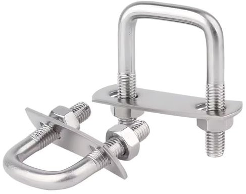 SYDARSYN M6 Vierkant U-Bolzen 30mm Innenbreite 50mm Höhe Edelstahl Quadratische Bügelbolzen mit Muttern und Rahmenplatte (2 Stück)