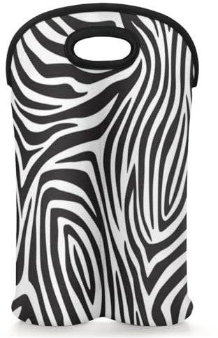 Wine Gift Bag,Wine Carrier Tote Bag Two Bottle Insulated Neoprene Wine/Water.Bottle Holder for Travel with Secure Carry Handle Reusable Wine Tote Carrier, Christmas Gifts Party (Zebra Stripes)