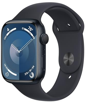 Apple Watch Series 9 [GPS 45mm] Midnight Aluminum Case with Midnight Sport Band, S/M (Renewed)