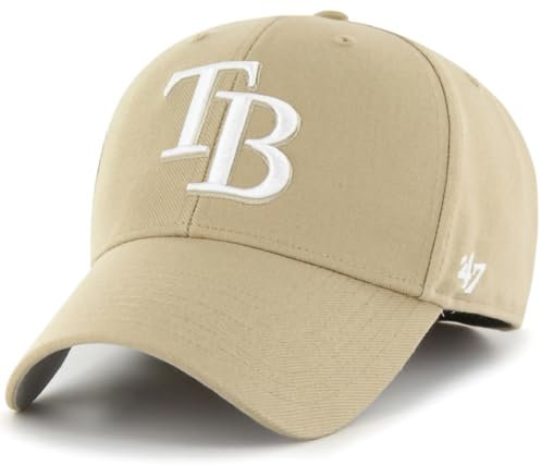 47 MLB Mütze mit Primär-Logo, verstellbar, Einheitsgröße für Erwachsene, Tampa Bay Rays, Khaki-Weiß, Tampa Bay Rays, Khaki-Weiß, Einheitsgr��e