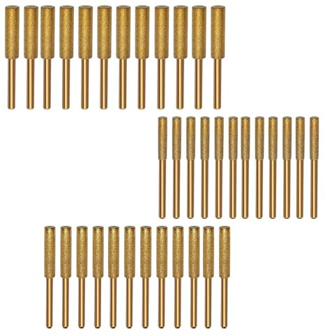 Ismeally 36Pcs Diamond Chainsaw Sharpener Stones Bits High Hardness Chainsaw Sharpening, 3 Sizes Titanium Plated Wheels Grinding Tool for Chainsaw Sharpener (5/32'', 3/16'', 7/32'') (36in1)
