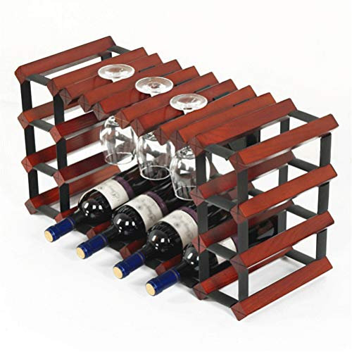Générique casier à vin,Support à Raisins en Bois Pur pour Bar Commercial, gobelet inversé Suspendu, étagère en Verre, Supports Rouges, vitrine Domestique (Couleur : Beige)