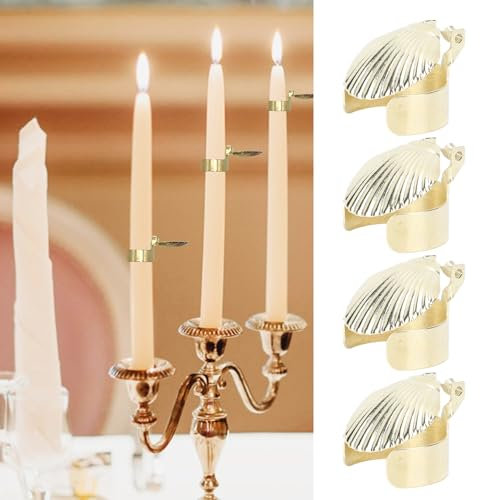 Qcwwy 4 Stück Kerzenlöscher, Metall-Kerzendochtlöscher-Stopper, Automatisches Löschen, Kerzenwerkzeug, Einfache Installation, Kerzenlöscher-Löscher-Clip für Kerzen mit Einem (Gold)