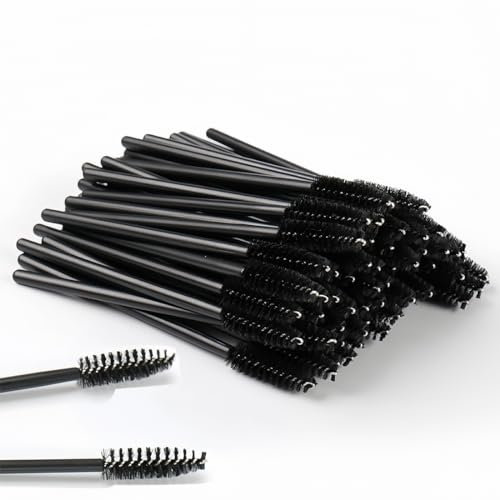 JUNEYE 50 eyelash brushes - eyelash brush eyebrow brush - disposable eyelash stick - eyelash extension brush multi-purpose beauty tool (black)