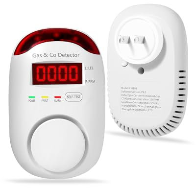 KOABBIT Combination of Gas and Carbon Monoxide Detectors, Plug in Carbon, Monoxide Detector, Propane, Natural, Methane, Explosive Gas Detector, Alarm & CO Detector Alarm for Home, Easy to Read