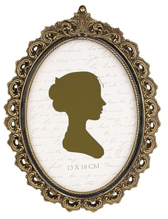 Sunlit Vintage-Bilderrahmen, 12,7 x 17,8 cm, oval, antiker Bilderrahmen mit Glasfront, Luxus-Foto-Display, Tisch-Wandbehang, Gold und Schwarz