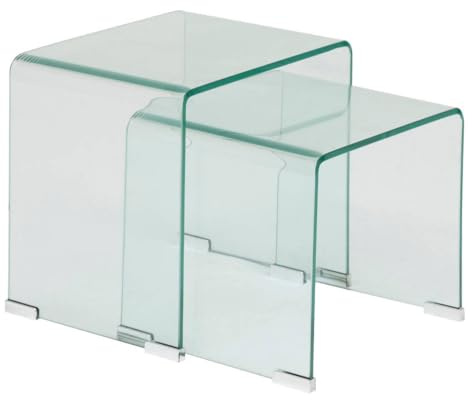 Lot de 2 Tables gigognes en Verre trempé Transparent - Atmosphera