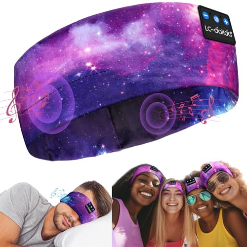 LC-dolida Schlafkopfhörer Bluetooth 5.4, Schlaf Stirnband Kopfhörer Headband Schlafmaske, Sportskopfhörer Musik schlafen Stirnband für Sport Training, Joggen, Yoga, Reisen