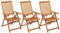 HETFTJN Esszimmerstuhl Gartenstuhl Einfacher Strandstuhl Sessel Wohnzimmer - Klappbare Gartenstühle 3 STK. mit Auflagen Massivholz Akazie für Garden Balcony Terrassen Outdoor