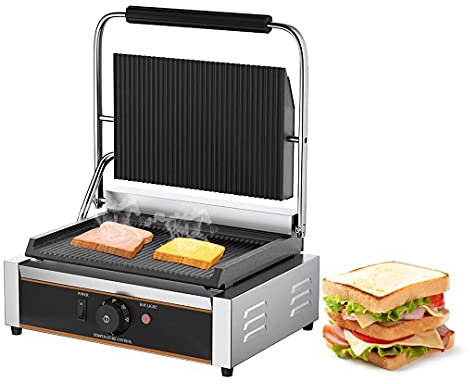 SmPinnaA Commercial Toaster Sandwich Machine, Press Sandwich Maker, 220V Non-Stick Plates Sandwich Toaster Stainless Steel Toastie Maker, 50-300℃ Adjustable Temperature