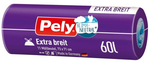 Pely Zugbandbeutel Extra breit 60 Liter klimaneutralisiert 11 Stück