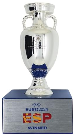 AMBALLCOM | Offizielle Replik der Trophäe der Euro 2024 (100 mm) - Spanien Champion Edition mit Acrylsockel - Sammlerstück für Fußballfans