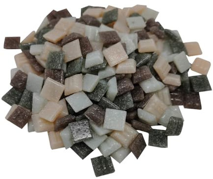 Zimasi Glasmosaik 900 g – Bunte Glassteine zum Basteln & DIY – Bastelset mit Mosaiksteinen für Erwachsene & Kinder– Robuste Mosaiksteine für kreative Projekte [ca. 1350 Stück, 1x1 cm] Lila-Graumix