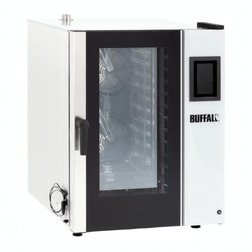 Buffalo Commercial Smart Touchscreen Combi Oven, 11 x 1/1 GN | User-friendly digital controls streamline commercial cooking, baking, and steaming in busy professional kitchens.