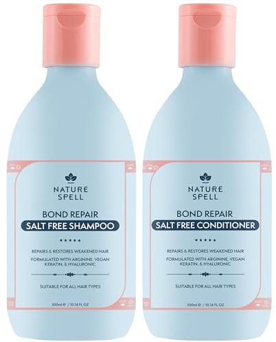 Nature Spell Bond Repair Shampoo & Conditioner Set, vegan, je 300 ml | Repariert geschädigte Haarstruktur und beugt Haarbruch vor, mit Hyaluronsäure, für alle Haartypen, sulfatfrei
