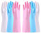 Latex Free Washing Up Gloves, 3 Pairs Dishwashing Gloves, Cotton Flocked Liner, Non-Slip, Small, Waterproof Household Gloves for Laundry, Gardening