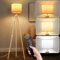 OGVDOE Solid Wooden Tripod Floor Lamp with Lampshade and 12W Bulb 3000K-6000K Standing Lamp 3 Colors Temperature Floor Lamps for Living Room Bedroom