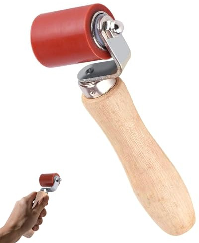 40mm Silicone Seam Roller, High Temperature Resistant Hand Pressure Roller, Hand Wallpaper Welding Tool, House Paint Presser Roller,Hard Rubber Seam Tools for PVC TPO EPDM Roofing Home Decorating(Red)