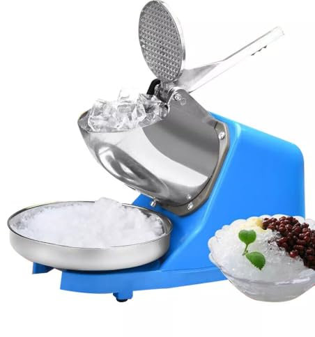 CHIMHOON Elektrischer Edelstahl Ice Crusher Crusheisbereiter, Eiszerkleinerer 220V, Eiswürfelbereiter Eiscrusher, Kapazität von Zerstoßenem Eis 65KG/H, für Kaltgetränken, Milchshakes, Blau