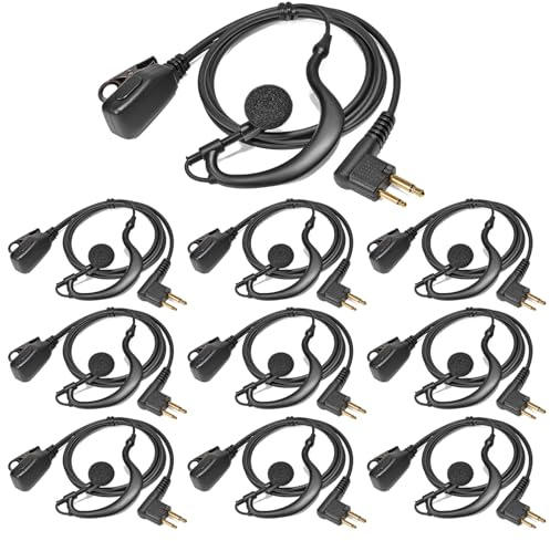 HYSHIKRA 2 pin Walkie Talkie Auricolare, G-Shape, PTT con Microphne | Compatibile con Motorola CP040 DP1400 GP88 GP300 Radio