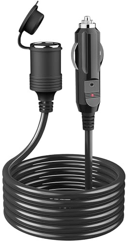 5m Rallonge Allume Cigare, JoyEcho Rallonge Prise Allume Cigare 12 V/24 V, avec Fusible 15 A, Fil en Caoutchouc Durable, Adapté aux Voitures, Camions, Camions Frigorifiques, etc.