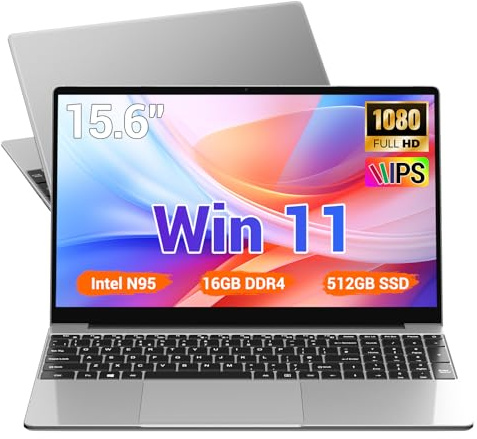 BEYNIVAN PC Portatile 15.6 Pollici,Win11 Notebook,N95(Fino 3,4 GHz) 16GB DDR4 512GB SSD TF 1TB,1920 * 1080 FHD,Tastiera retroilluminata/5G WiFi/USB-C 3.0/HDMI/Tastiera Italiana Membrana,Argento