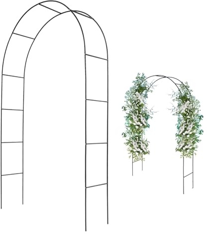 Rosenbogen 4 Stück, Torbogen aus Metall Stabil, Freistehend Rankgitter Rankbogen für Kletterpflanzen Garten Hochzeit Balkon, Einfache Montage, Schwarz, 140x38x240 cm