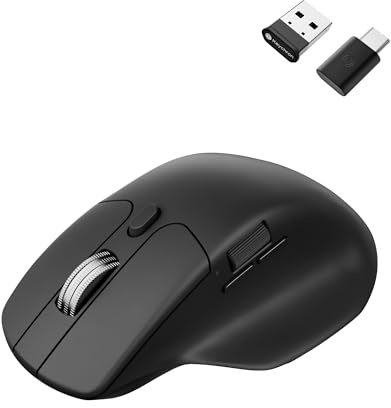 Keychron M6 1000 Hz Silent Wireless Bluetooth 5.3/2.4 GHz/Wired Optical Mouse, Lightweight 86g Programmable PixArt 3311 Sensor with up to 12K DPI for Windows Mac Linux - Black