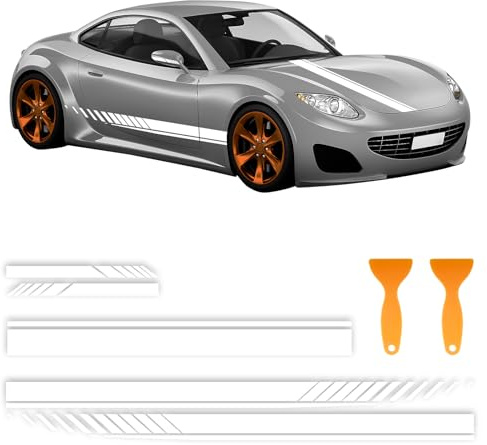 5 Stück Auto Haubenstreifen Aufkleber,Racing Seitenstreifen Autoaufkleber | PVC Zierstreifen Auto für SUV, LKW und Geländewagen, Selbstklebend, Autoaufkleber Tuning