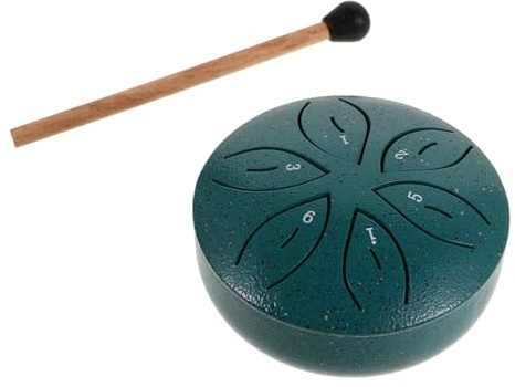 ARTSEWPLY Mini Steel Tongue Drum Hand Pan for Easy Play Percussion Instrument for Musical Development Portable Outdoor Rain Drum in Dark Green for Garden Camping Meditation