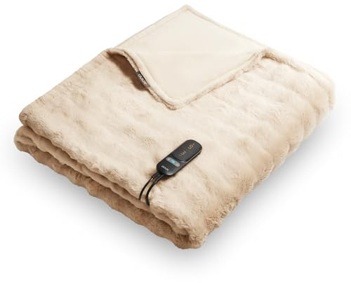 Duux Yentl Bubble Elektrische Wärmedecke – 200x200 cm – Extra Weich – 9 Heizstufen & Timer – Waschbar – Überhitzungsschutz – Energiesparend – Beige