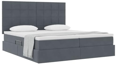 vidaXL Aufbewahrungsbett mit Matratze Dunkelgrau 180 x 200 cm Samt, Schlafzimmermöbel, modernes Bett mit Stauraum, hydraulischem Lift, samtener Matratze, Stabiler Metallrahmen