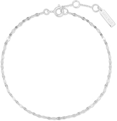 ANIA HAIE Damen Armband RIPPLE JOY aus 925 Sterling Silber, feine strukturierte Kette, Länge: 16,5 cm + 2 cm Verlängerung, inkl. Geschenkverpackung