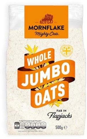 Mornflake - Jumbo Oats 1x 500g 100% Wholegrain Rolled Oats All Natural Ingredients, High In Fibre. Perfect For Breakfast Porridge Oats, Overnight Oats & Flapjacks. Suitable For Vegan Diet