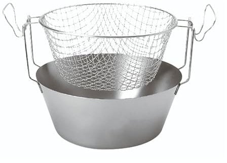 Artame ART23220 – Friteuse inox traditionnelle dite friteuse du Nord fond thermique et panier acier étamé - Ø 20cm, 2l