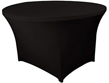 Expand Tischhusse, Tischcover Rund Schwarz - Tisch Husse, Cover als Tischdecke - 120cm Durchmesser - Geschlossen - Stretch