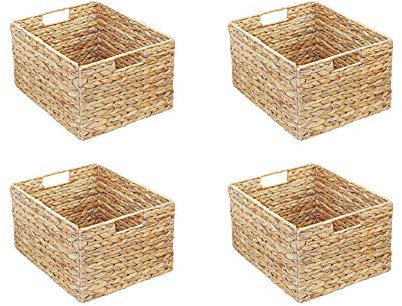 4er-Set Molger Regal Korb / 30 x 21 x 37 cm/Aus Wasserhyazinthe Natur/Faltkorb Flechtkorb Regalbox Storage Box Aufbewahrungskorb Schrankkorb klappbar faltbar und sehr stabil Sparpreis