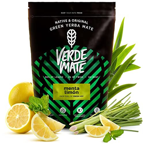 Verde Mate Green Menta Limon 0,5 kg | Stimolante yerba mate con menta e limone | Tè mate | Gusto rinfrescante | Caffeina naturale | Tè yerba mate dal Brasile | 500g